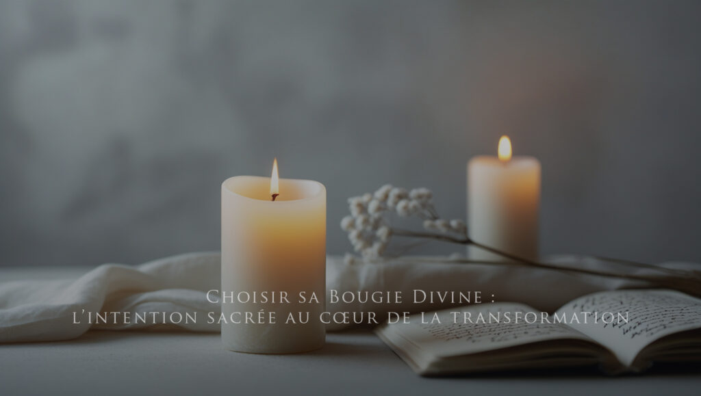 Rituel sacré avec une bougie énergétique allumée pour poser une intention consciente